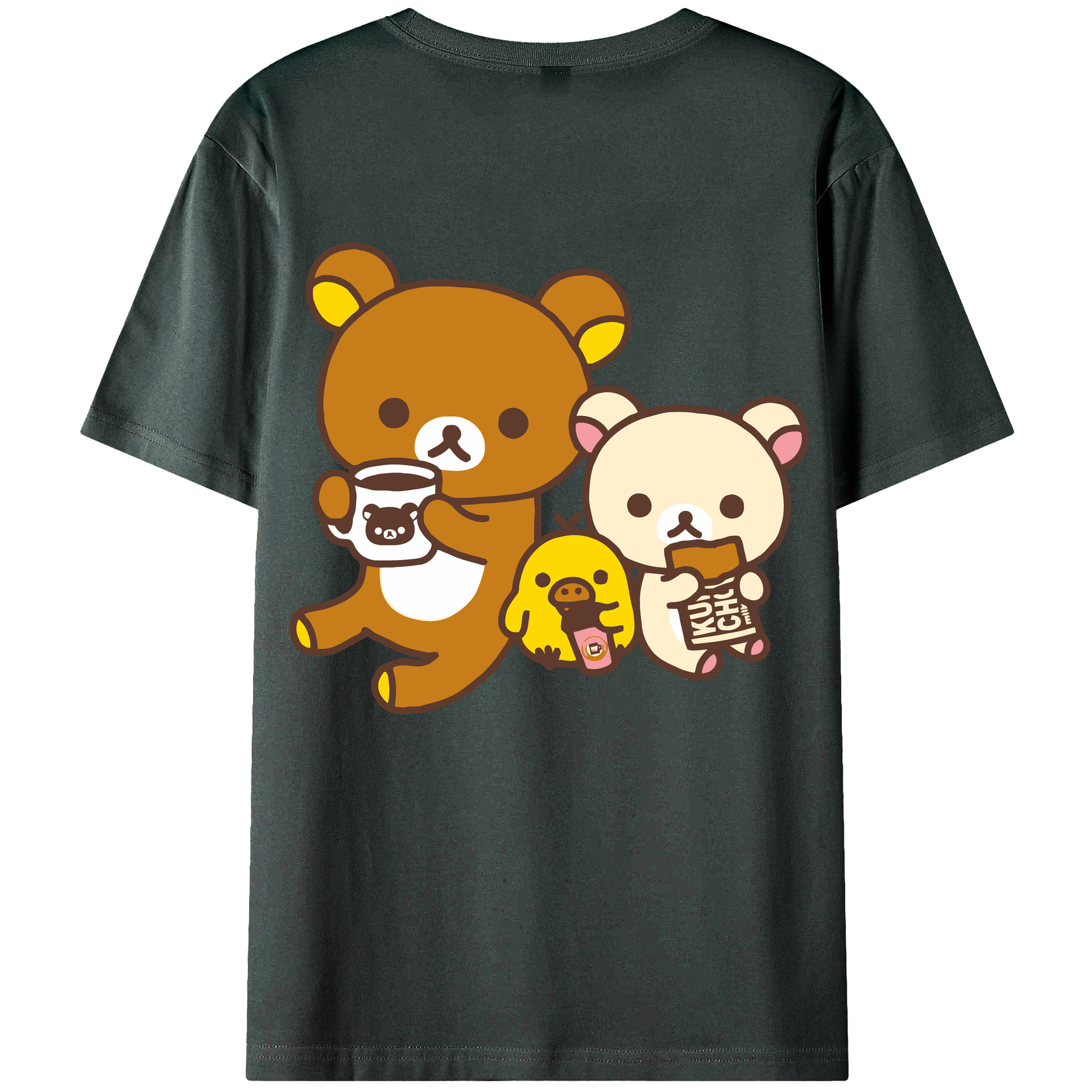 （画像用） リラックマ リラックマ キイロイトリ Rilakkuma Korilakkuma Kiiroitori 綿100％ メンズ半袖Tシャツ（バックプリント） 通気性